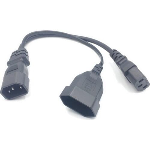Y Splliter Power Cord IEC320 C14 Plug 3-Prong Male Power Cable Cord AC Power Adapter to C13+ CEE7/16 2Pin Female Socket