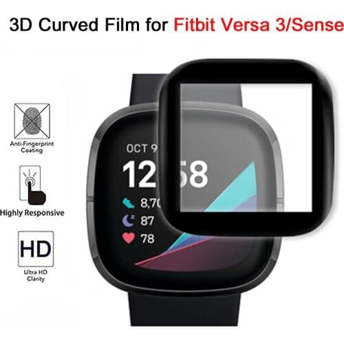 Screen Protector for Fitbit Versa 3/Sense 3D Curved Edge Full Coverage Soft Protective Film for Fitbit Versa 3 (Not Glass)