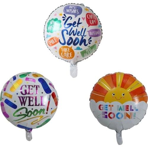 10pcs 18inch Round GET WELL SOON Foil Balloons Ward Layout Rehabilitation Best Wishes Helium Air Globos Birthday Party Supplies