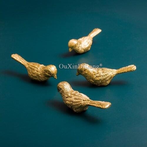 10PCS American Retro Copper Wealthy Bird handle Nordic Wardrobe Door Shoe Cupboard Cabinet Door Handle Pure Copper GF295