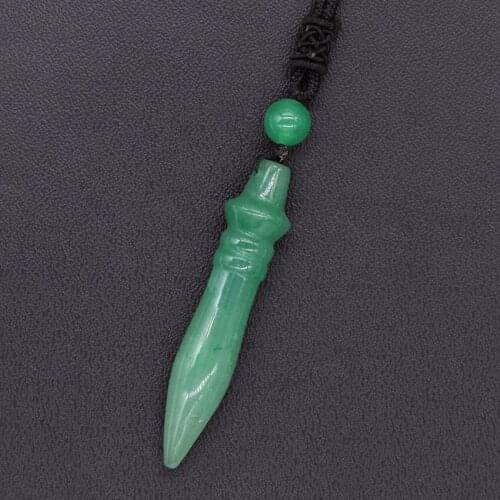 100-Unique 1 Pcs Original Green Aventurine Bullet Shape with Small Bead Pendant Handmade Necklace