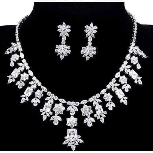 2017 Classical AAA Cubic Zircon Necklace Set Nigerian Beads Necklace Jewelry Set For Women Parure Bijoux Femme AS040