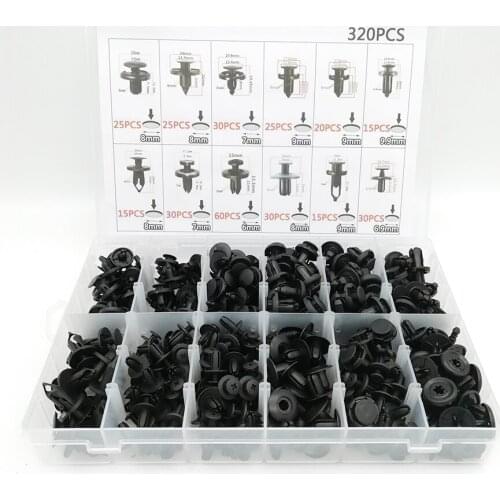320 Pcs Car Bumper Door Panel Fender Fastener Clips Retainer Rivet Sealing Strip Fixed Clips