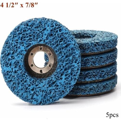 5pcs/set 110mm Blue Poly Strip Wheels Paint Rust Removal Clean Angle Grinder Discs