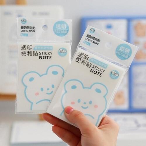 50 Pcs/Set Waterproof Transparent Memo Sticky Note Bookmarks Card Hand Account Collage Material Memo Pads Message Note Fridge
