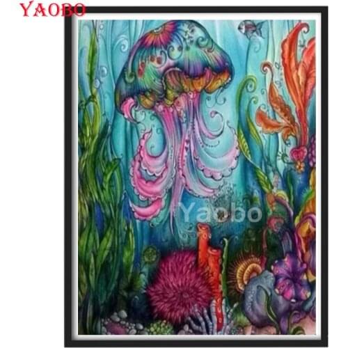 5d diy diamond mazayka Underwater Jellyfish Scenery diamond painting full square/round rhinestone embroidery wall decor