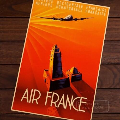Air France, 1947 Airline aviation Travel Landscape Vintage Retro Poster Decorative Wall Canvas Stickers Posters Bar Home Decor G