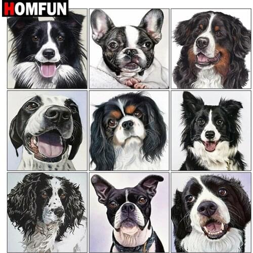 HOMFUN Diy 5d Diamond Painting "Animal dog avatar theme" Cross Stitch Square Round Diamond Embroidery Handwork Rhinestone Art
