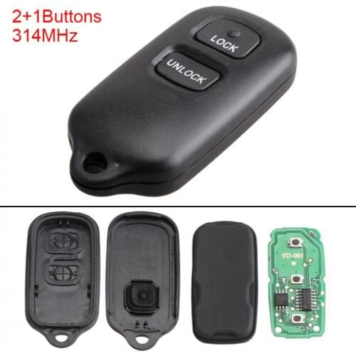 314MHz 2+1 Buttons Keyless Uncut Flip Car Remote Key Fob With Chip HYQ12BAN, HYQ12BBX and Battery for 2000-2008 Toyota