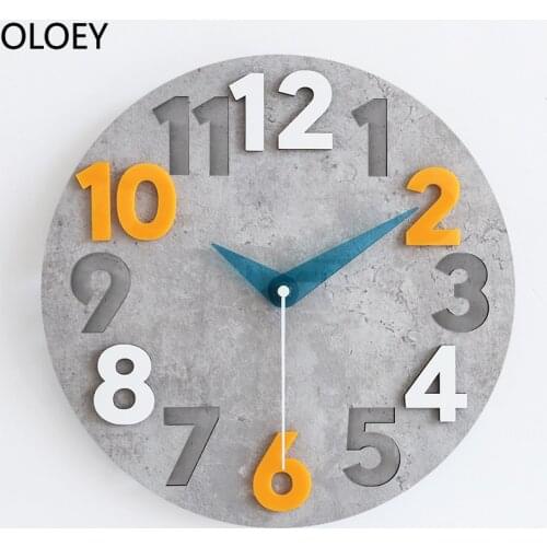 Large 3d Wall Clock Modern Design Wood Clock Mechanism Art Silent Luxury Clocks Wall Gray Home Decor Living Room Wall Watch