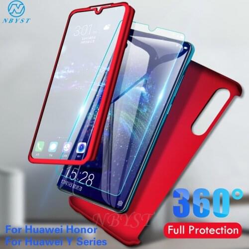 360 Full Protective Phone Case for Huawei Y9S Y6S Y7 Y5 Y6 Y9 2019 Glass Cover on Honor 20E 10 Lite 10i 9X 8X 8S 8A 7A 7C 6C Pro