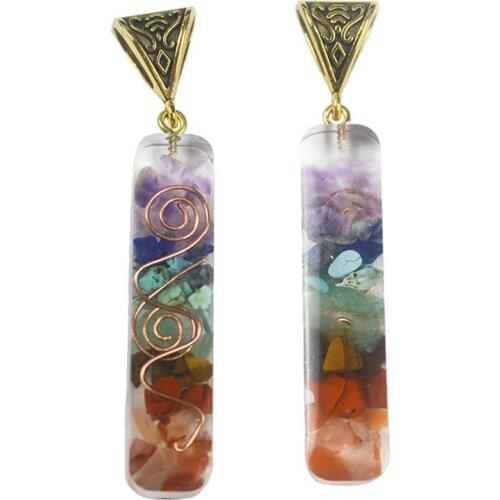 Chakra Chip Stone Chark with Bale Gold Color Plated Reiki Jewelry with Mixed Natural Quartz