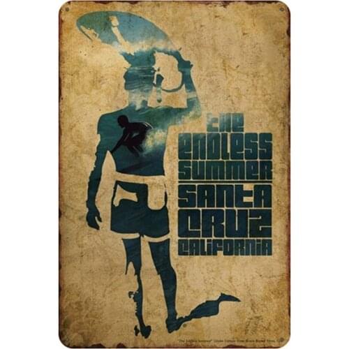 The Enoless Summer Surf California Metal Tin Sign 8x12 Inch Retro Home Kitchen Bedroom Living Room Bar Pub Wall Decor