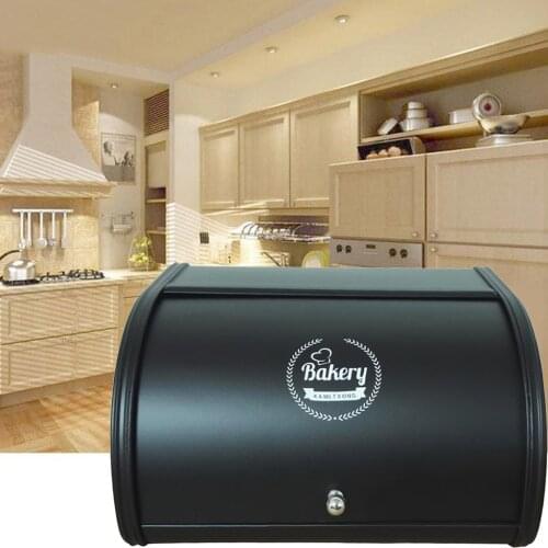 Black Metal Various Shapes Baking Bread Box Bread Bin Storage Box Container Roll Top Lid Durable for Bread Fermentation Rattan
