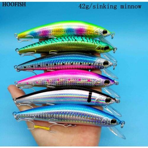 HOOFISH 4PCS/LOT Sinking Minnow Fishing Lure 42g/120mm 7colors Artificial Para Pesca Leurre Peche Fishing Tackle