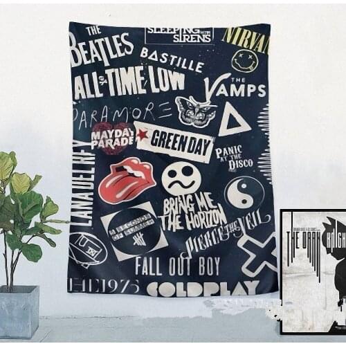 Classic Rock Band Icon Music Flag Banner Cloth Art Retro Poster Tapestry Wall Sticker Hanging Painting Bar Cafe Home Decor