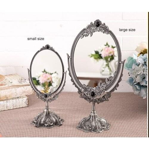 Classic Metro Metal Table Makeup Mirror dresser Mirror with 360 degree rotating double face Tabletop Bedroom Decoration 330F