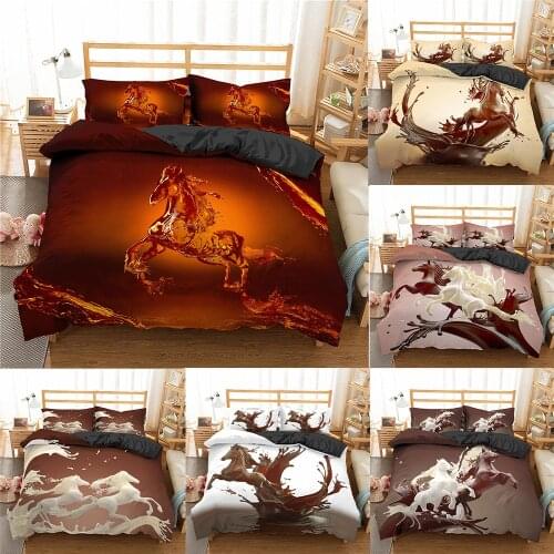 Animal Horse Bedding Set Comforter 240 Duvet Cover Set Twin Queen Size Bed Set Full King Running Horse Bed Cover 90/135/150 Set