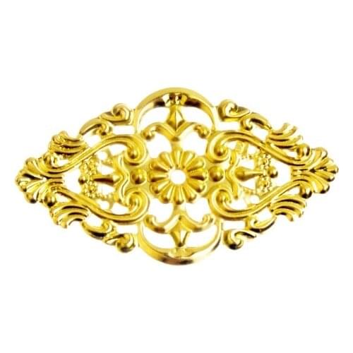 Free shipping Retail 10Pcs Gold Tone Filigree Flower Wraps Connectors Metal Crafts Decoration DIY Findings Connectors 5.4x3.2cm