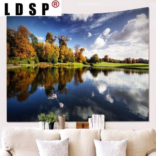 LDSP Lake Forest Natural Landscape Tapestry Hanging Wall Art Background Cloth Beach Mat Blanket Art Bedroom Living Home Decor