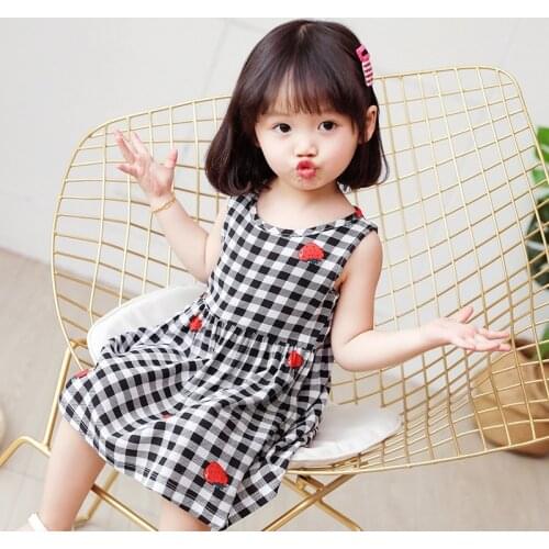2 4 6 8 Years Summer Girls Princess Dress Cotton Sleeveless Dresses Korean Kids Girl Beach Dress Childrens Holiday Clothing