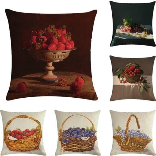 Fruits design linen pillow cover 45cm*45cm Fruit pattern Strawberry Grape etc sofa cushion cover decorative pillow case ZY216