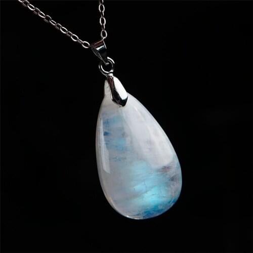 Natural Blue Light Moonstone stone Water Drop Pendant 31x19x9mm AAA