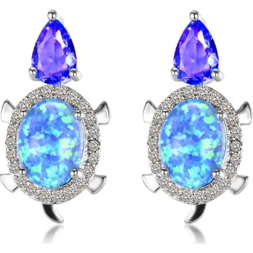 Cute Turtle Women Earrings Cute Animal Fire Opal Earrings Earrings for Women Girls Holiday Fashion Jewelry Gift Wholesale