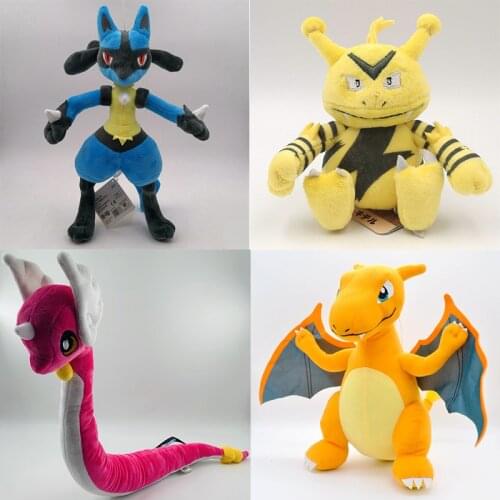 Pokemon Charizard Dragonite Dragonair Electabuzz Lucario Mega Machop Buzzwole Stuffed Hobby Anime Plush Doll Toys Gift Peluches