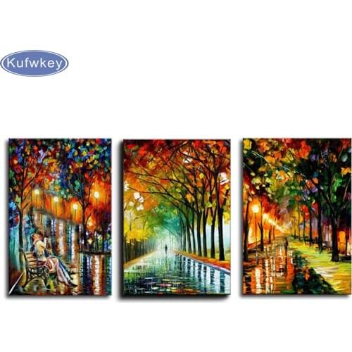 3 Pieces Diamond Embroidery Full Square 5D DIY Diamond Painting Abstract Landscape,Cross Stitch kits,Mosaic,new year decoration