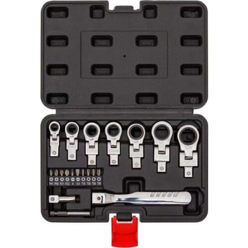20Pcs Set Removable Movable Head Ratchet Wrench Durable Ratchet Combination Labor-Saving Automobile Maintenance Tool Set