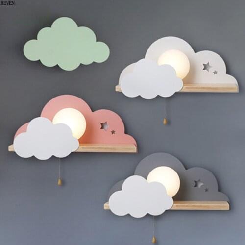 Nordic LED E27 wall lamp macarons cloud bedroom reading wall lamp wall hanging childrens room lighting wall lamp