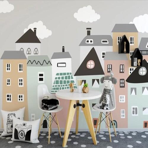 Milofi custom 3D wallpaper mural hand-painted small fresh small house children room bedroom wall decoration wallpaper