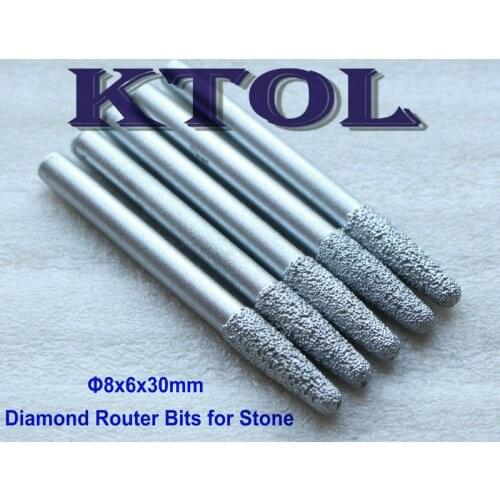 NEW! 8x6x30MM Taper Ball Nose End Mill Diamond Router Bits for Stone CNC Carving Tooling, Cone Rough Milling Cutter Router Bits