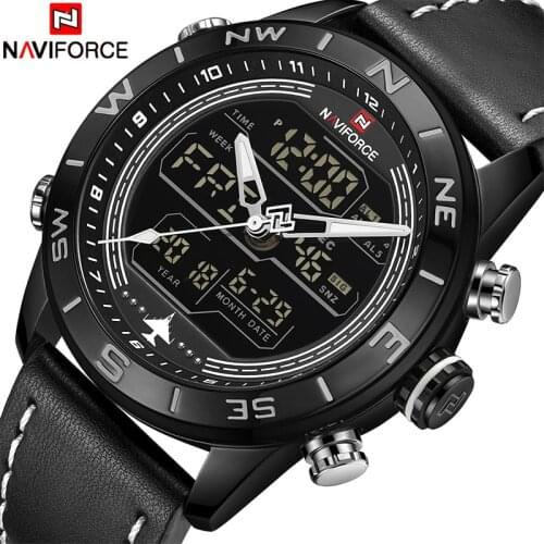 New NAVIFORCE Wtach Men Leather Quartz Wristwatches Mens Army Military Sport Watch Male Date Analog Clock Relogio Masculino