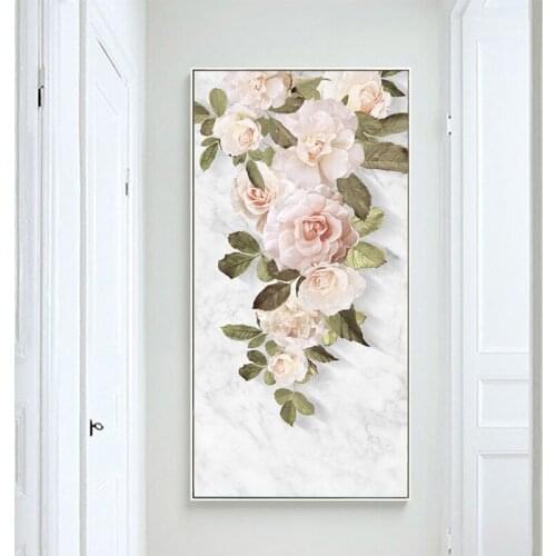 New Diamond Cross Stitch Point Drill Vertical Version Entrance Rose Simple Modern Diamond Painting Full Drill Living Room