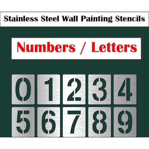 150mm Stainless Steel Wall Painting Stencils Engraving Numbers Letters Templates Reusable DIY Alphabet Craft Template 0-9 A-Z