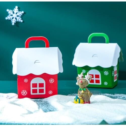 Christmas Gift Packing Box Children Candies Package Boxes Xmas Party Decoration House Shaped Portable Storage Organizers SN1368