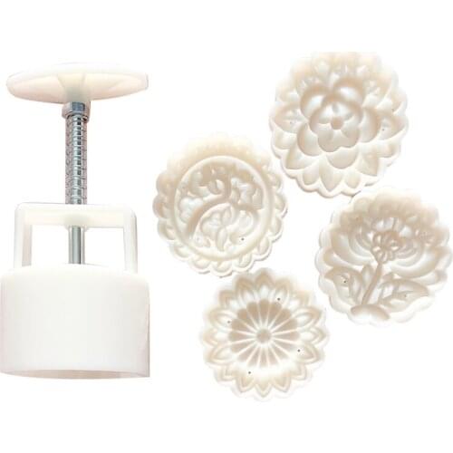 Hand-Pressure Moon Cake Mould Exquisite Blossom Mode Pattern Mid-Autumn Festival Hand-Pressure Moon Cake Mould Durable