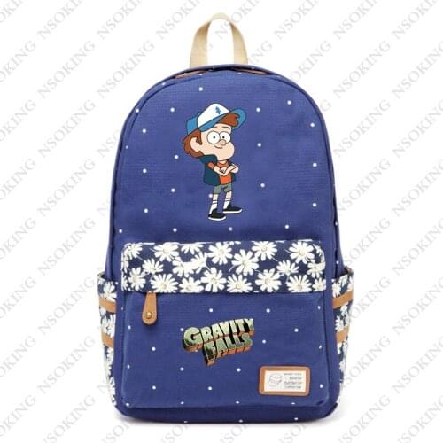 Mabel Pines Backpack Anime Student School canvas floral print Bags men women Popular Dipper Pines cosplay Travel Bag