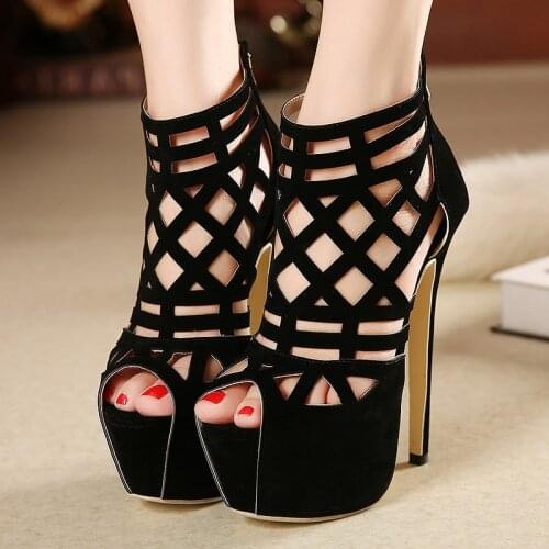 Women Mesh Sandals Heels High Platform Pumps 2021 Summer Party Wedding Shoes Stripper Stiletto Peep toe High Heels Sexy Black