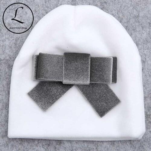 Autumn Winter Soft Thicker Velvet Newborn Baby Boys Girls Hats Beanie Infant Cute Big Bow Hats Cap Newbron Hair Accessories Gift