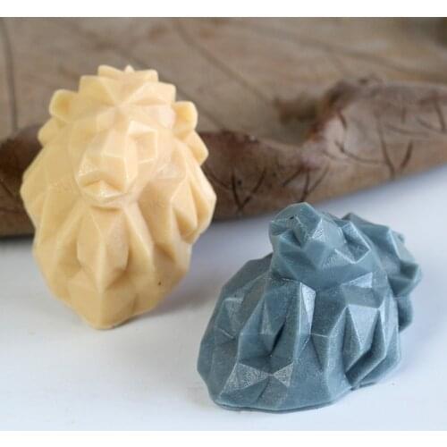Lion Head Silicone Soap Mold Geometric Concrete Planter Decoration CraftsMould