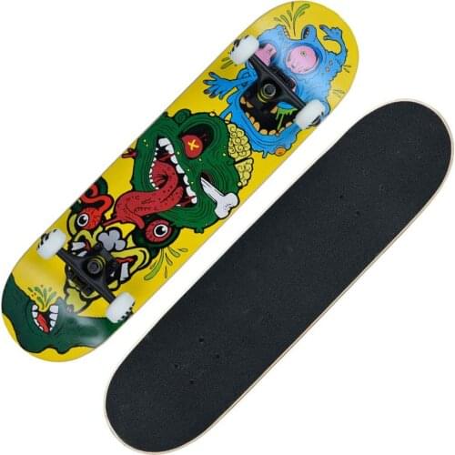 Skateboard 31" Outdoor Four Wheel Scooter 7-Layer Maple Wood Adult Double Tilt Skateboard Maple Board for Beginner Boy Kids