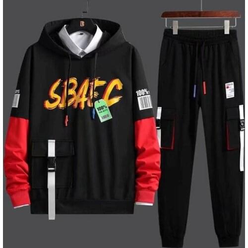 Fashion Mens Sets Korean Style Trend Pullover Hoodies Men+Casual Harajuku Streetwear Sweatpants Spring Autumn Men Clothing Sets