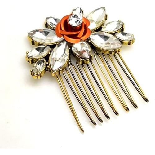 Vintage Gold Crystals Wedding Bridal Hair Side Comb Headpiece Ornament Jewelry Hair Accessories