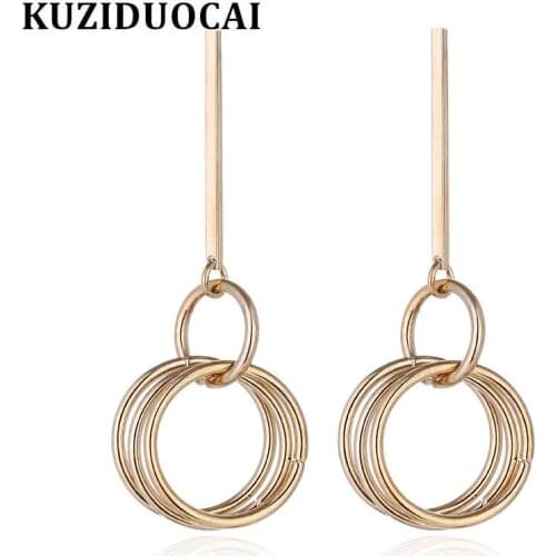 316 Stainless Steel Kuziduocai New Fashion Fine Jewelry Hiphop/Rock Pure Metal Circle Stud Earrings For Women E-231