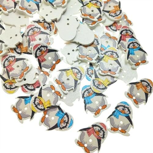 100Pcs/pack 28MM Wholesale DIY Accessories Wood Baby Kids Penguin Sewing Craft