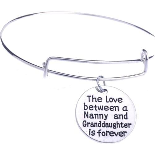 12PC The Love Between A Nanny And Granddaughter Is Forever Grandma Bracelets Adjustable Bangles Family Women Grandma Girl Gifts