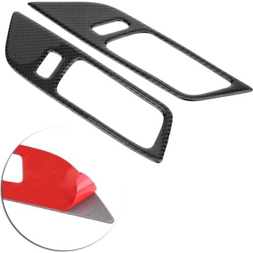 2Pcs For Ford Mustang 2015-2017​ Black Wood Grain Car Interior Door Handle Bowl Cover Trim Sticker Car Accessories